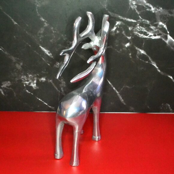 Pair Of Aluminum Reindeer Modern Brutalist Design MCM Holiday Decor - Picture 5 of 8